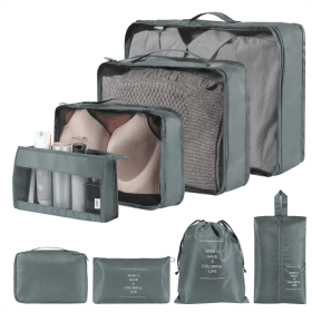 Home Fashion Simple Solid Color Storage Bag (Option: Gray-8Set)