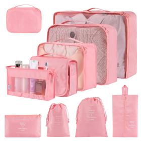 Home Fashion Simple Solid Color Storage Bag (Option: Pink-10Set)