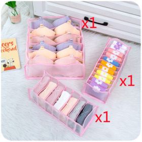 Underwear Storage Box Non-woven Fabric (Option: Pink-3 pcs)