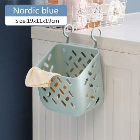 Folding Laundry Basket Bathroom Clothes Storage Organizer Baskets Portable Punch-Free Laundry basket Holder Home Accessories (Color: Blue S)