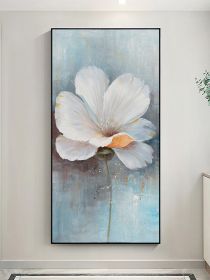 White flower thick large size square picture oil canvas painting abstract sitting room dining-room wall no framework (size: 80x160cm)