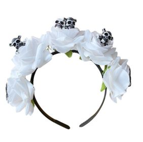 Rose Flower Headbands Fashion for Women Girls (Color: White)