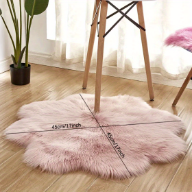 1pc, Soft and Plush Flower Shaped Fur Rug - Faux Sheepskin Area Rug for Bedroom, Sofa, and Nursery - Machine Washable and Perfect for Living Room and (Color: Pink, size: 17.72*17.72inch)