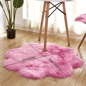 1pc, Soft and Plush Flower Shaped Fur Rug - Faux Sheepskin Area Rug for Bedroom, Sofa, and Nursery - Machine Washable and Perfect for Living Room and (Color: Rose Red, size: 17.72*17.72inch)