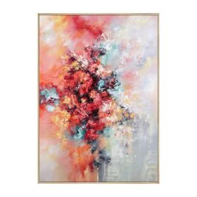 Modern Artist Painted Abstract Brilliant Red Flowers Oil Painting On Canvas Wall Art Frameless Picture Decor For Live Room Home (size: 50X70cm)