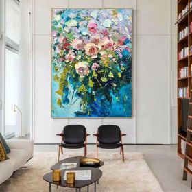 Modern Oil Painting Flowers Hand Painted Drawing Wall Art Canvas Pictures  Home Decoration Gift For Living Room Bedroom No Frame (size: 150x220cm)