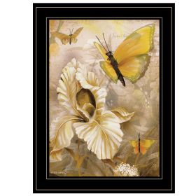 "Flowers & Butterflies I" By Ed Wargo, Ready to Hang Framed Print, Black Frame (Color: as Pic)