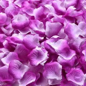 Artificial Rose Petal Artificial Flower Silk Petals Valentine Day Wedding Flower Decoration Flowers (Color: purple white, size: 3000pcs)