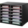 VEVOR 12 Compartments Wood Literature Organizer, Adjustable Shelves, Medium Density Fiberboard Mail Center, Office Home School Storage for Files, Docu