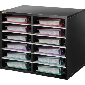 VEVOR 12 Compartments Wood Literature Organizer, Adjustable Shelves, Medium Density Fiberboard Mail Center, Office Home School Storage for Files, Docu (Default: Default)