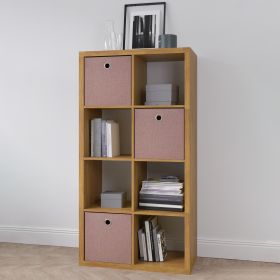 Smart Cube 8-Cube Organizer Storage with Opened Back Shelves; 2 X 4 Cube Bookcase Book Shleves for Home;  Office (Color: Walnut)