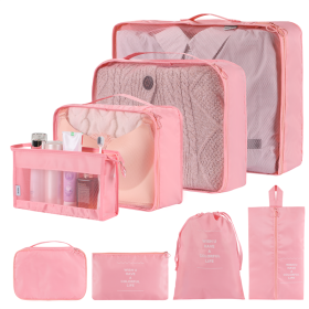 Home Fashion Simple Solid Color Storage Bag (Option: Pink-8Set)