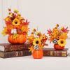 Halloween Decorations Pumpkins, Decorative Pumpkin with Maple and Flowers for Harvest Fall Decor Table Centerpiece Home Kitchen Party