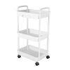 Rolling Utility Cart Movable Storage Organizer with Drawer Lockable Wheels 360 Degree Rotatable Hallow Design for Bedroom Bathroom Kitchen