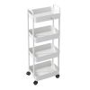 Rolling Utility Cart Movable Storage Organizer with Drawer Lockable Wheels 360 Degree Rotatable Hallow Design for Bedroom Bathroom Kitchen