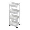 Rolling Utility Cart Movable Storage Organizer with Drawer Lockable Wheels 360 Degree Rotatable Hallow Design for Bedroom Bathroom Kitchen