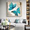 100%Hand Painted Abstract Art Blue Flower Oil Painting On Canvas Art Wall Painting For Living Room wall pictures Home Decoration