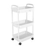 Rolling Utility Cart Movable Storage Organizer with Drawer Lockable Wheels 360 Degree Rotatable Hallow Design for Bedroom Bathroom Kitchen