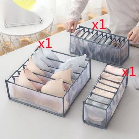 Underwear Storage Box Non-woven Fabric (Option: Grey-3 pcs)